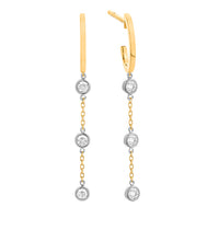 .24 carat total weight diamond two-tone dangle earrings on white background – elegant fine jewelry featuring dangling earrings with diamonds set in a mix of yellow and white gold.