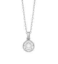 .40 carat total weight diamond cluster pendant on white background – elegant fine jewelry featuring a cluster of sparkling diamonds arranged in a floral-inspired design on a delicate chain.