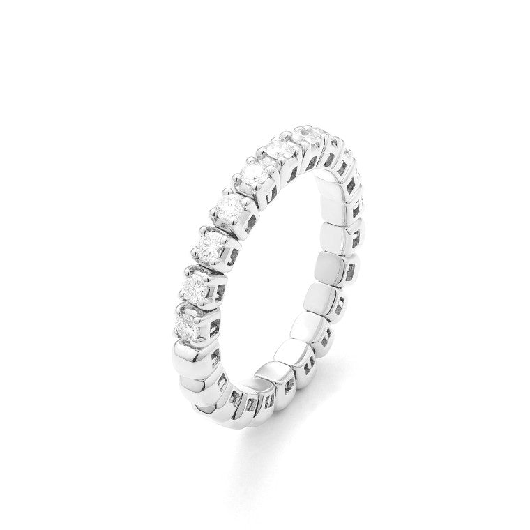 .40 carat total weight halfway diamond stretch ring on white background – elegant fine jewelry featuring a flexible band with diamonds set halfway around.