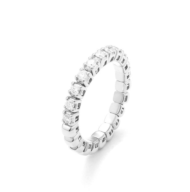 .40 carat total weight halfway diamond stretch ring on white background – elegant fine jewelry featuring a flexible band with diamonds set halfway around.