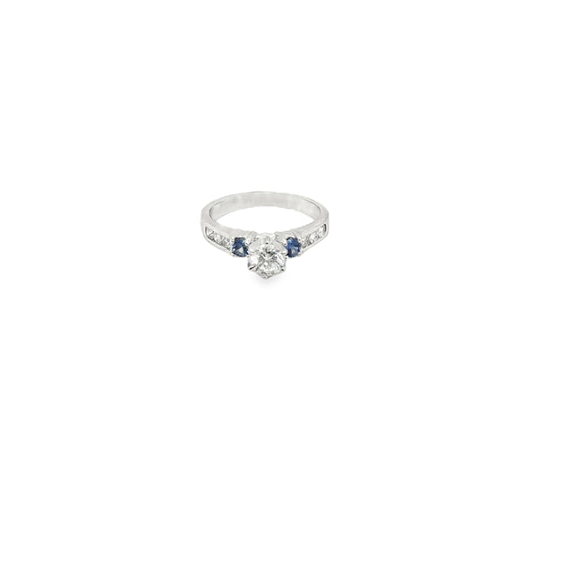 Sapphire Accent Diamond Engagement Ring