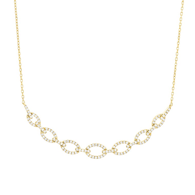 14K gold .33 carat diamond link pendant on white background – elegant fine jewelry featuring a gold link design accented with sparkling diamonds.