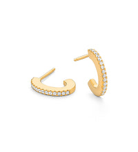 14K gold diamond infinity hoop earrings on white background – elegant fine jewelry featuring hoop earrings with diamond-studded infinity symbol design.
