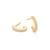 14K gold diamond infinity hoop earrings on white background – elegant fine jewelry featuring hoop earrings with diamond-studded infinity symbol design.