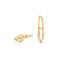 14K gold diamond statement earrings on white background – bold fine jewelry featuring large earrings encrusted with sparkling diamonds in an elegant design.