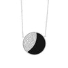 14K white gold onyx eclipse necklace on white background – elegant fine jewelry featuring a black onyx pendant with an eclipse-inspired design set in white gold.