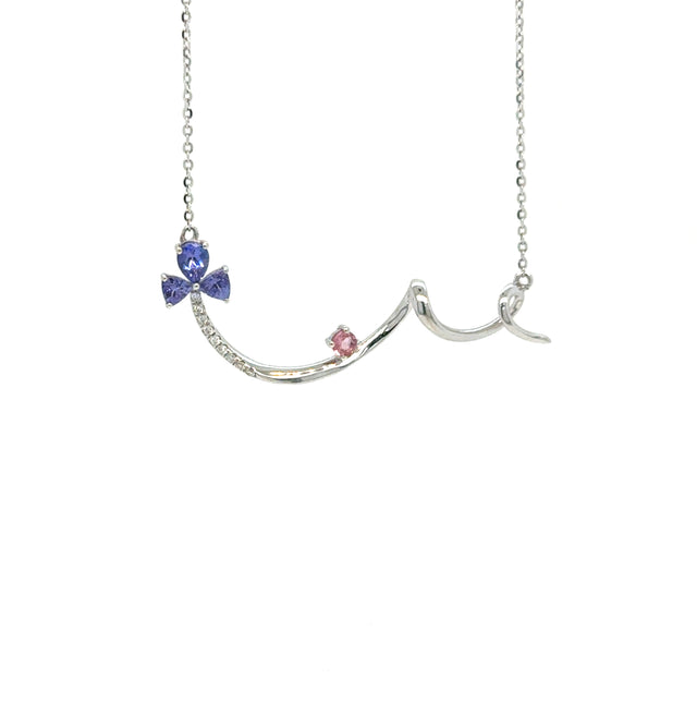 Modern Gemstone Curve Necklace