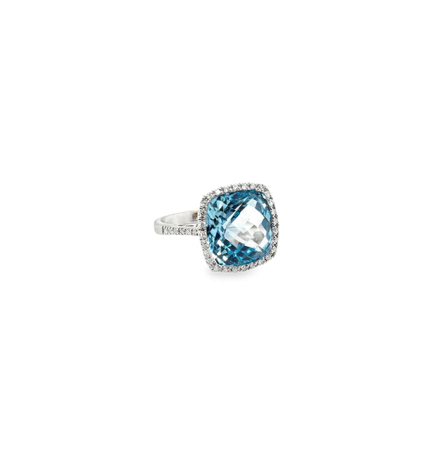 Dazzling Blue Topaz Diamond Ring