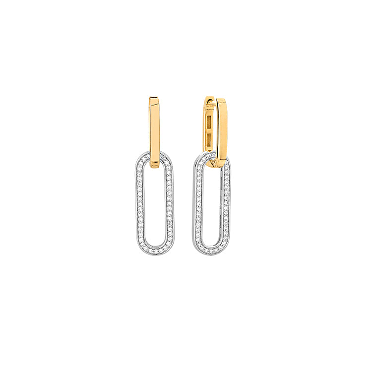 Two-Tone Diamond Link Earrings