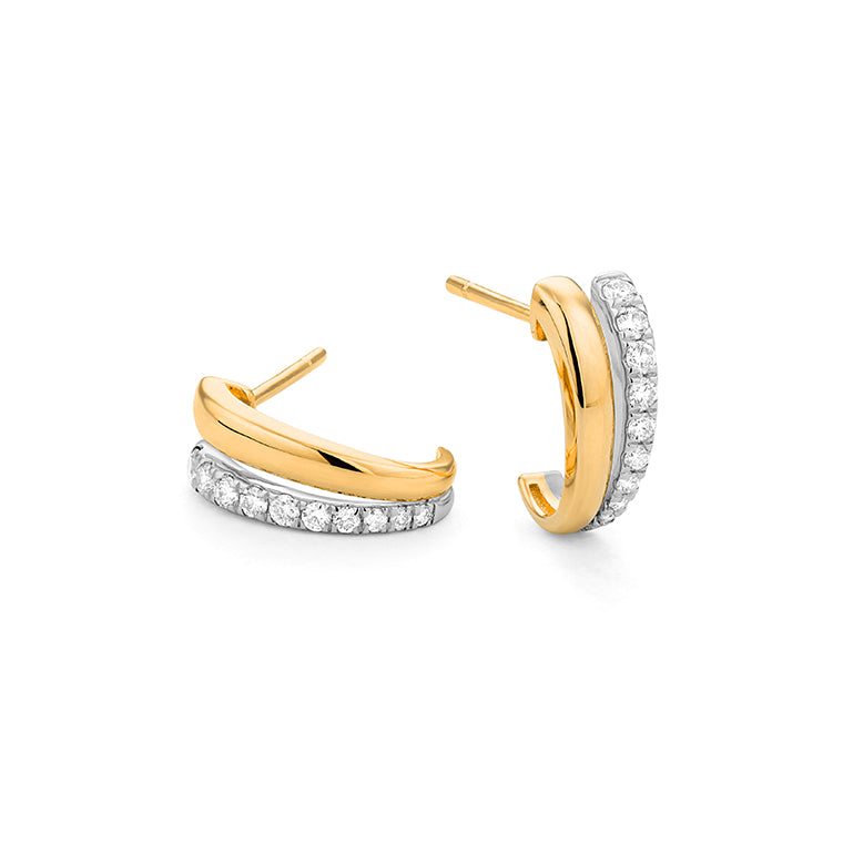 Two-Tone Diamond Row Earrings