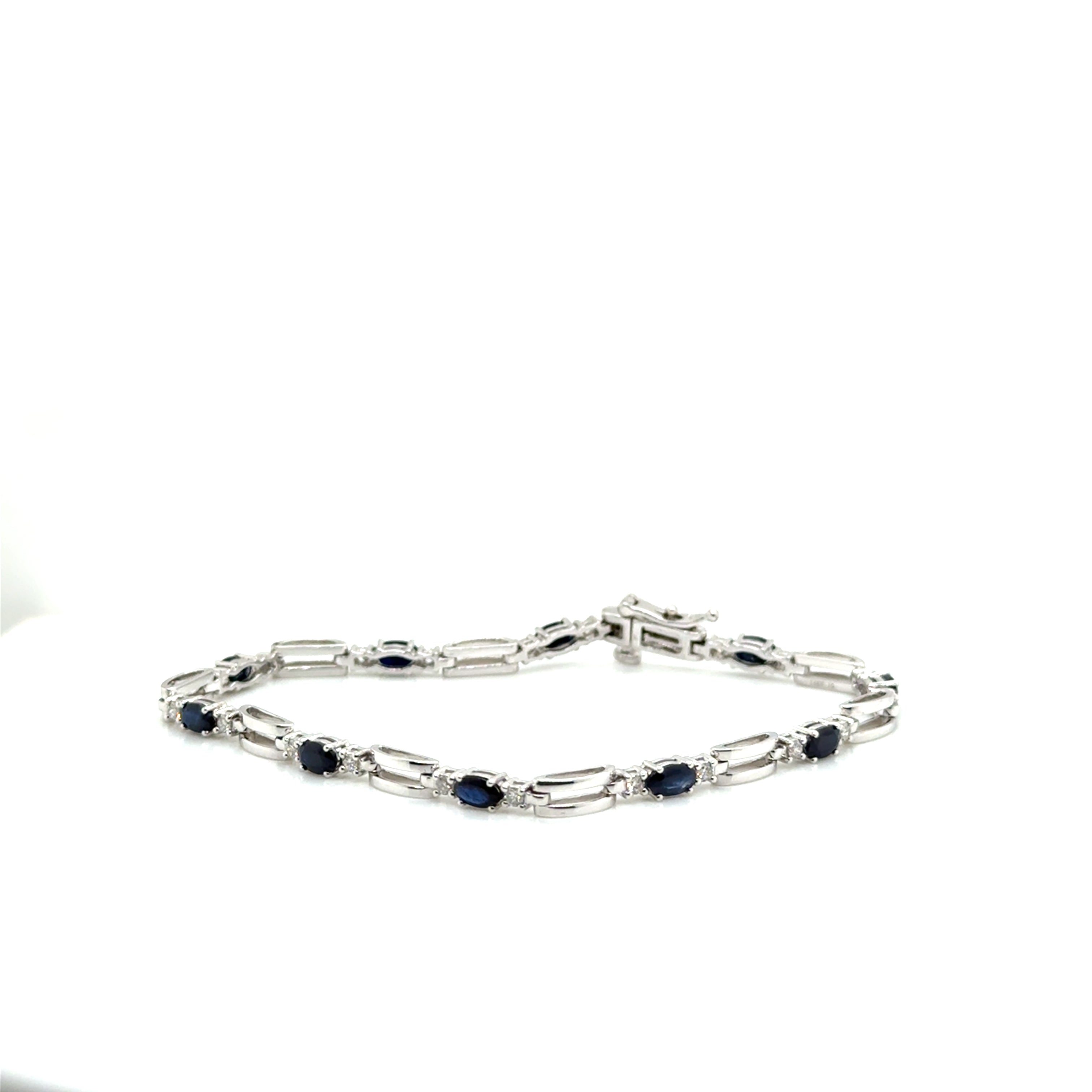 Sapphire & Diamond 14K White Gold Bracelet