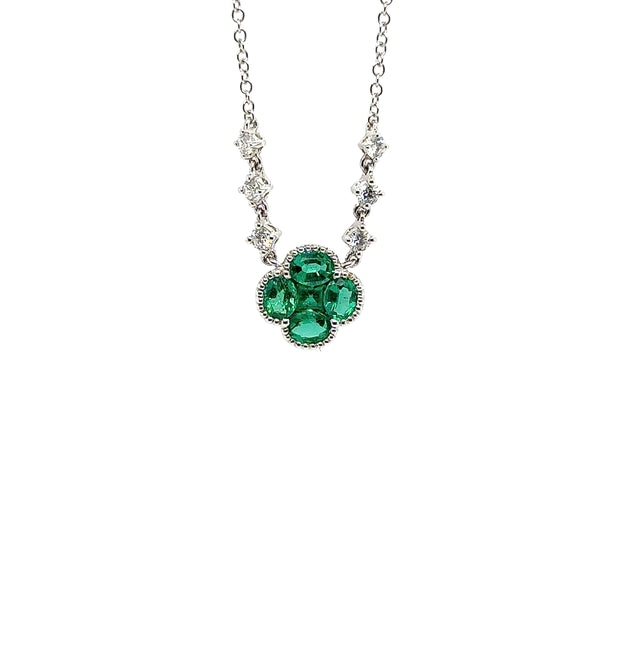 Diamond & Emerald Clover Necklace