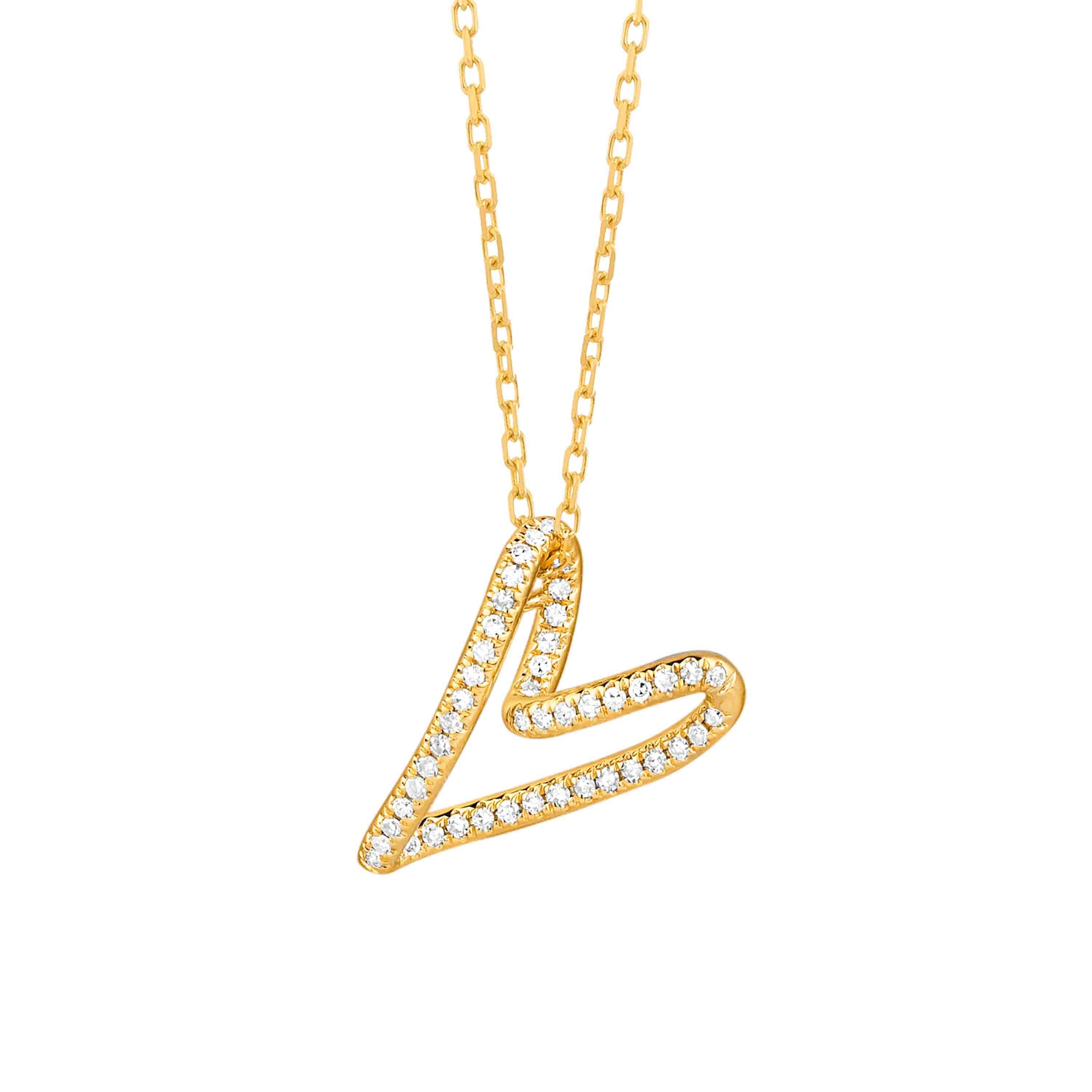 Diamond Heart Necklace, 14K Gold