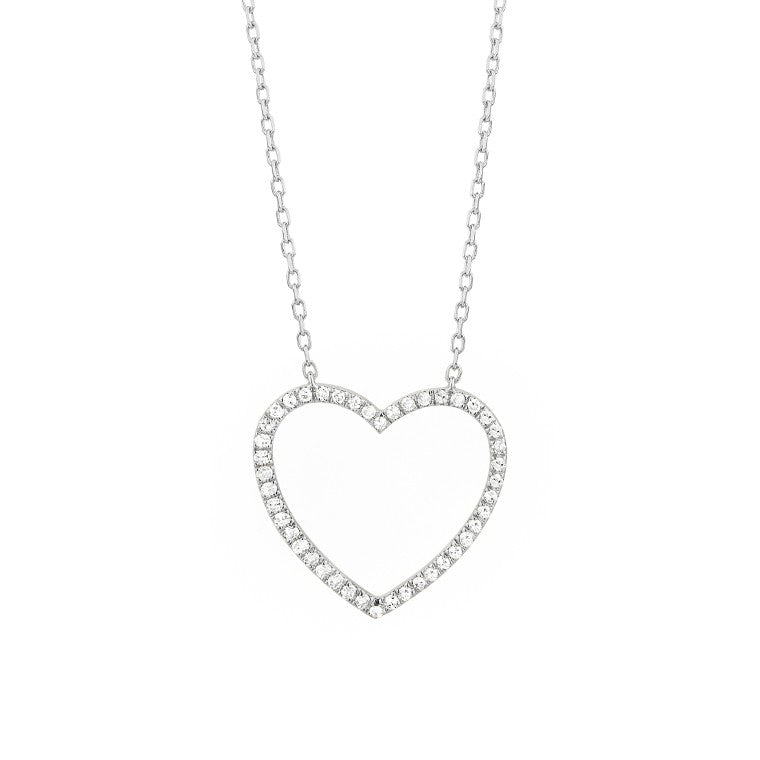 Diamond Heart Necklace - 14K White Gold