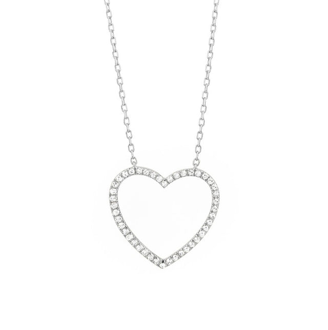 Diamond Heart Necklace - 14K White Gold