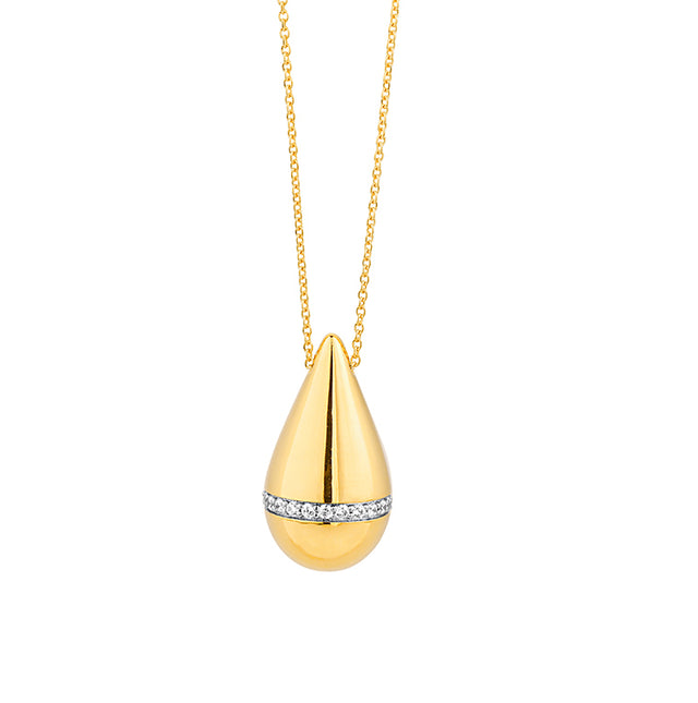 Golden Teardrop Diamond Halo Pendant