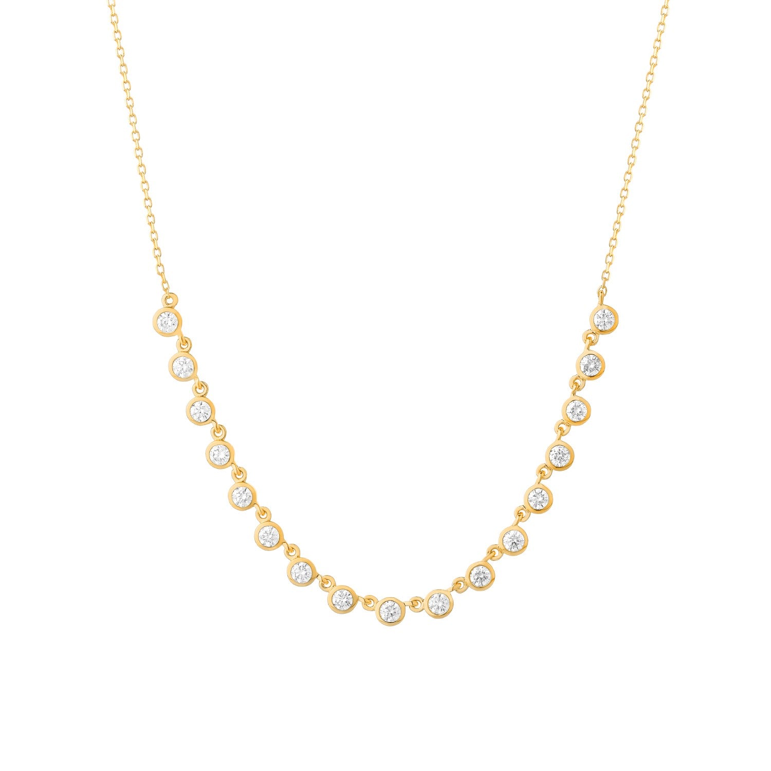 Diamond Bezel Gold Necklace