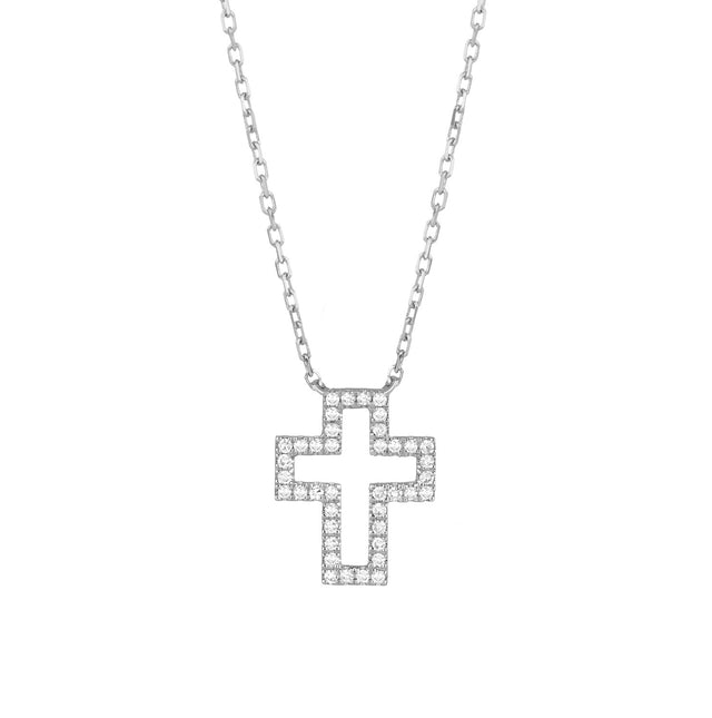 Shimmering Diamond Cross Necklace