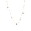 Diamond floral drop necklace on white background – elegant fine jewelry featuring a delicate floral-inspired pendant adorned with sparkling diamonds, hanging from a fine chain.