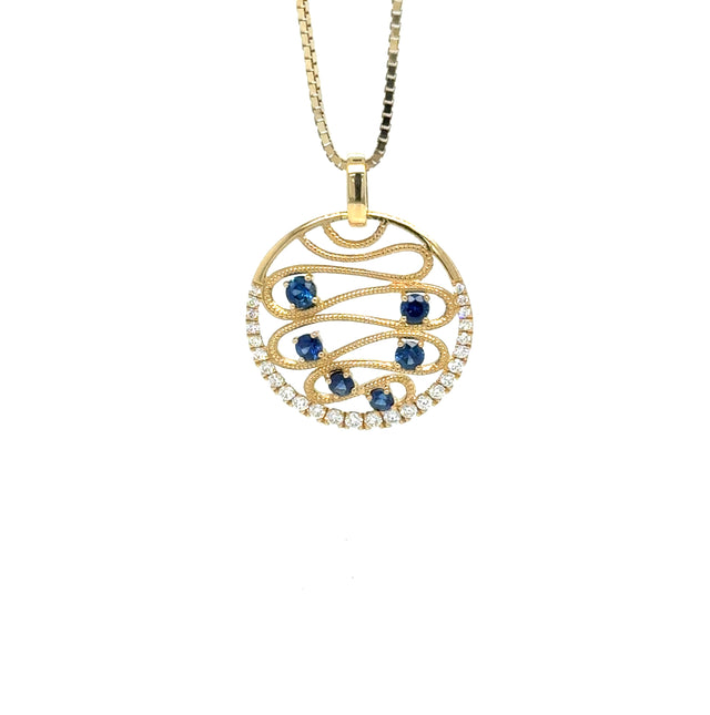 Sapphire & Diamond Swirl Pendant