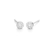 Diamond cluster stud earrings on white background – elegant fine jewelry featuring multiple sparkling diamonds arranged in a clustered design.