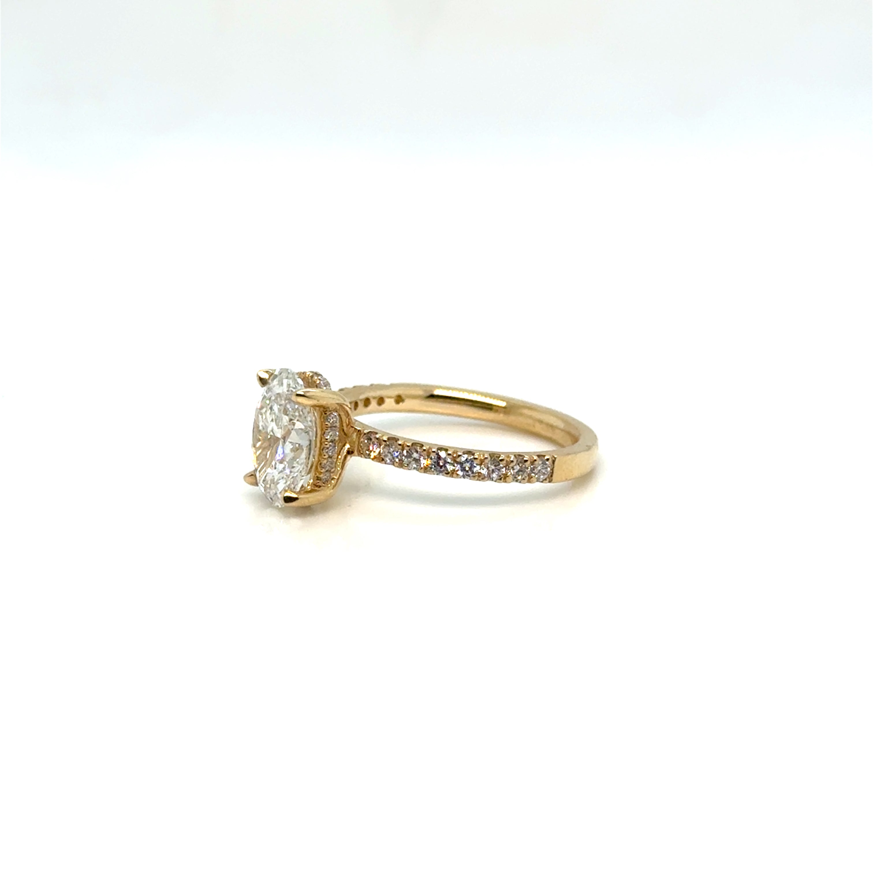 2.01 carat lab-grown diamond Invis halo ring on white background – modern fine jewelry featuring a lab-created center diamond with an invisible halo setting for a seamless sparkle.
