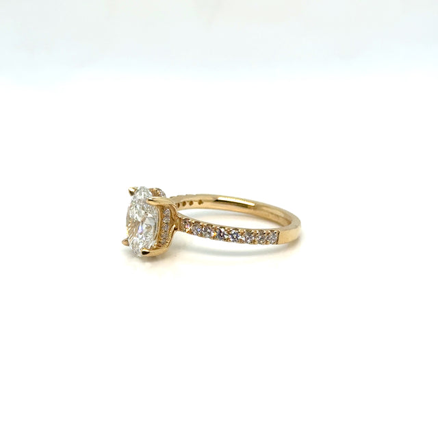 2.01 carat lab-grown diamond Invis halo ring on white background – modern fine jewelry featuring a lab-created center diamond with an invisible halo setting for a seamless sparkle.