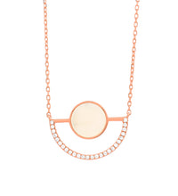 Mother of pearl diamond necklace on white background – elegant fine jewelry featuring a lustrous mother of pearl pendant accented with sparkling diamonds on a delicate chain.