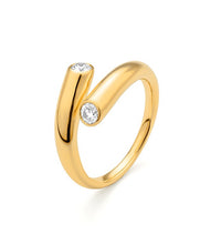 Unique design diamond statement ring on white background – fine jewelry featuring an innovative and artistic setting with sparkling diamonds.